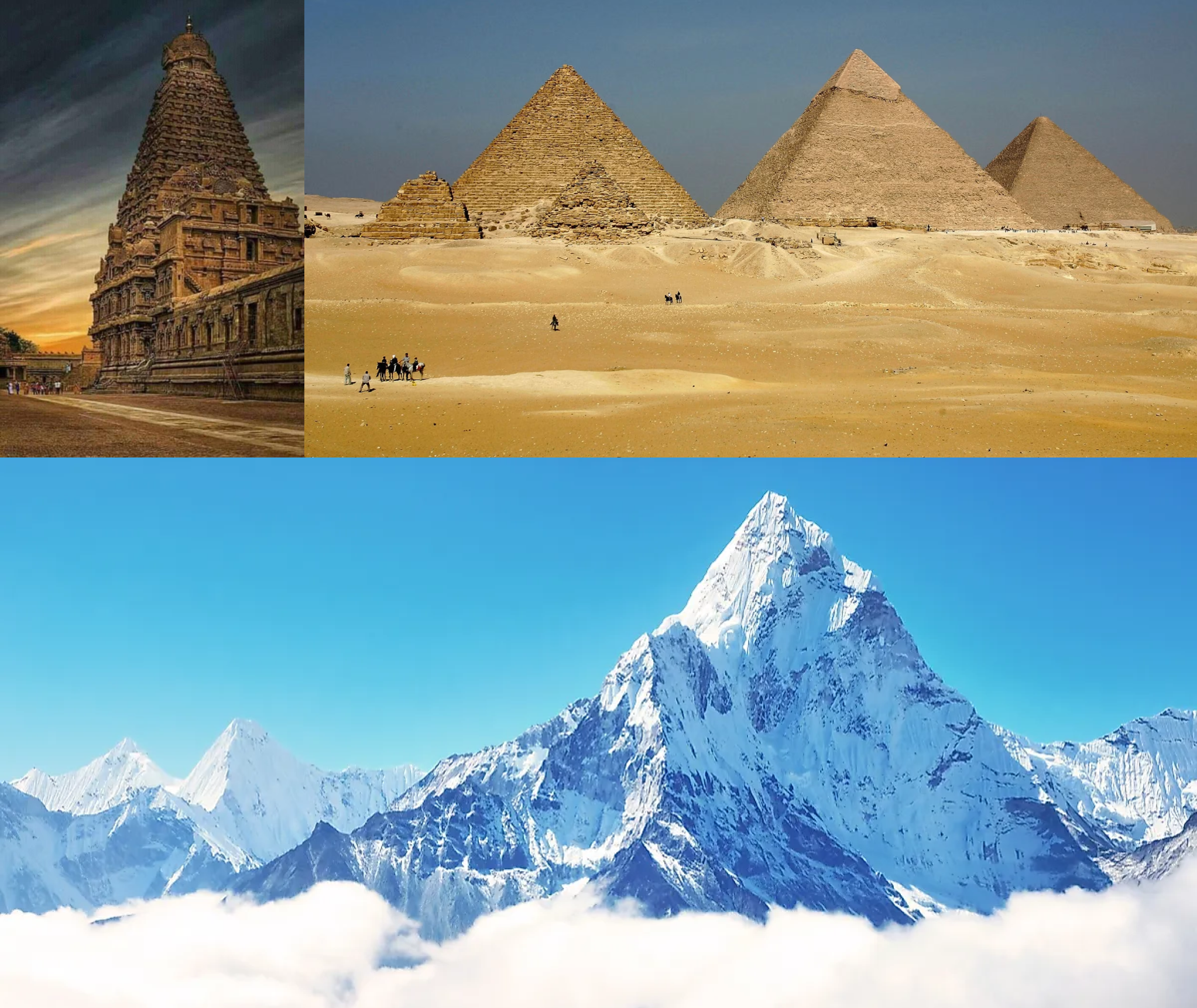 பிரமிடுகள் மற்றும் கோயில்கள் மலை வடிவத்தை ஒத்ததாக கட்டப்பட்டன